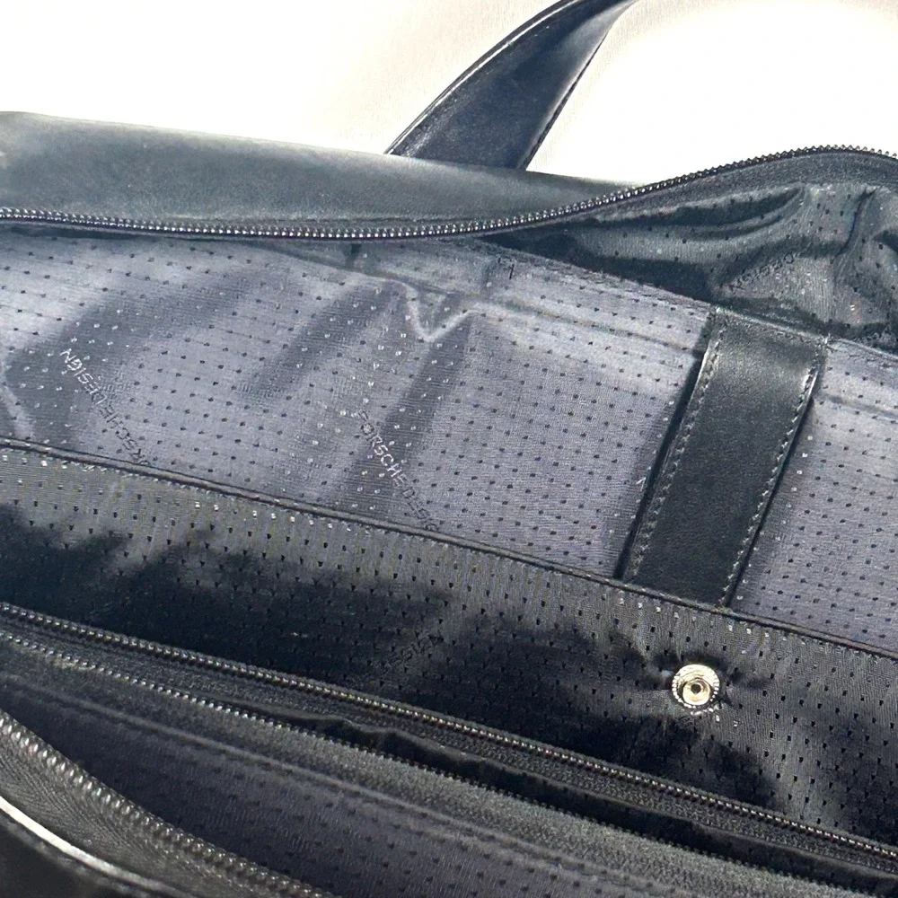 Vintage Porsche Design Black Leather Laptop Briefcase Y2K Luxury Corporate Sleek